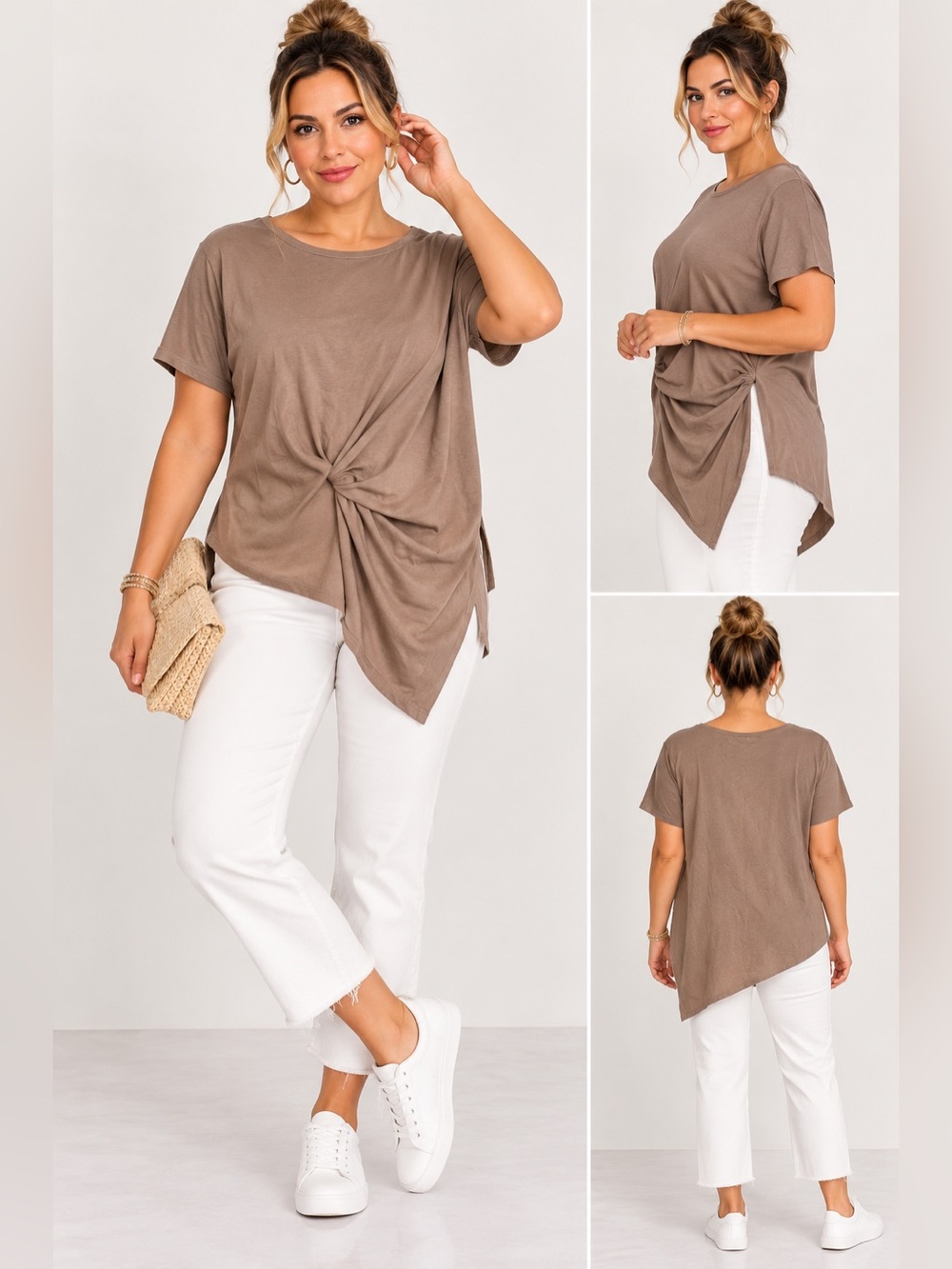 Mana Women’s Brown Asymmetrical Rayon Top Size M NWT